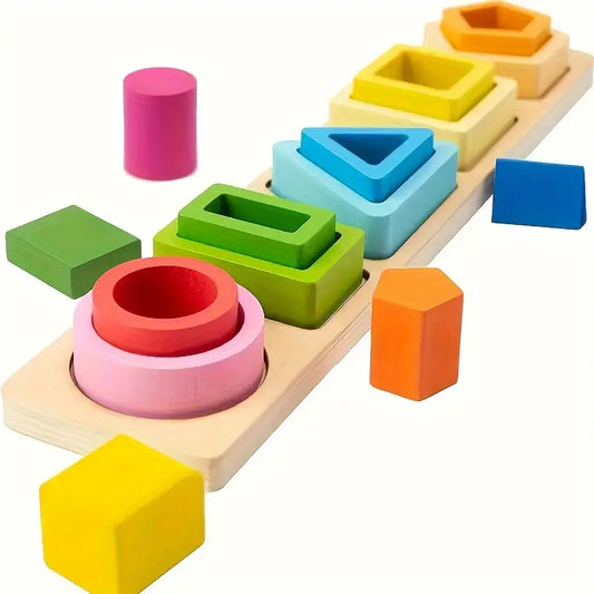 Wooden Sorting And Stacking Building Blocks