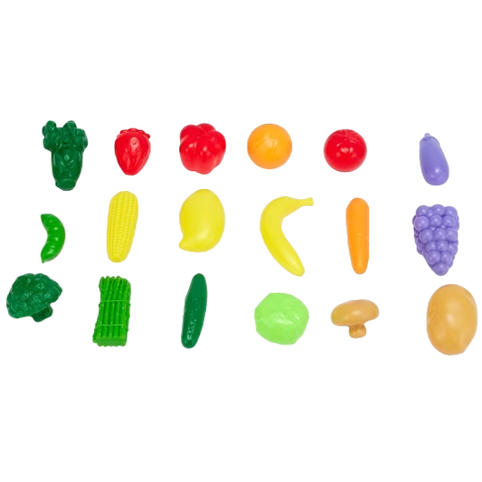 Assorted plastic fruit and vegetable food items - 6 pieces